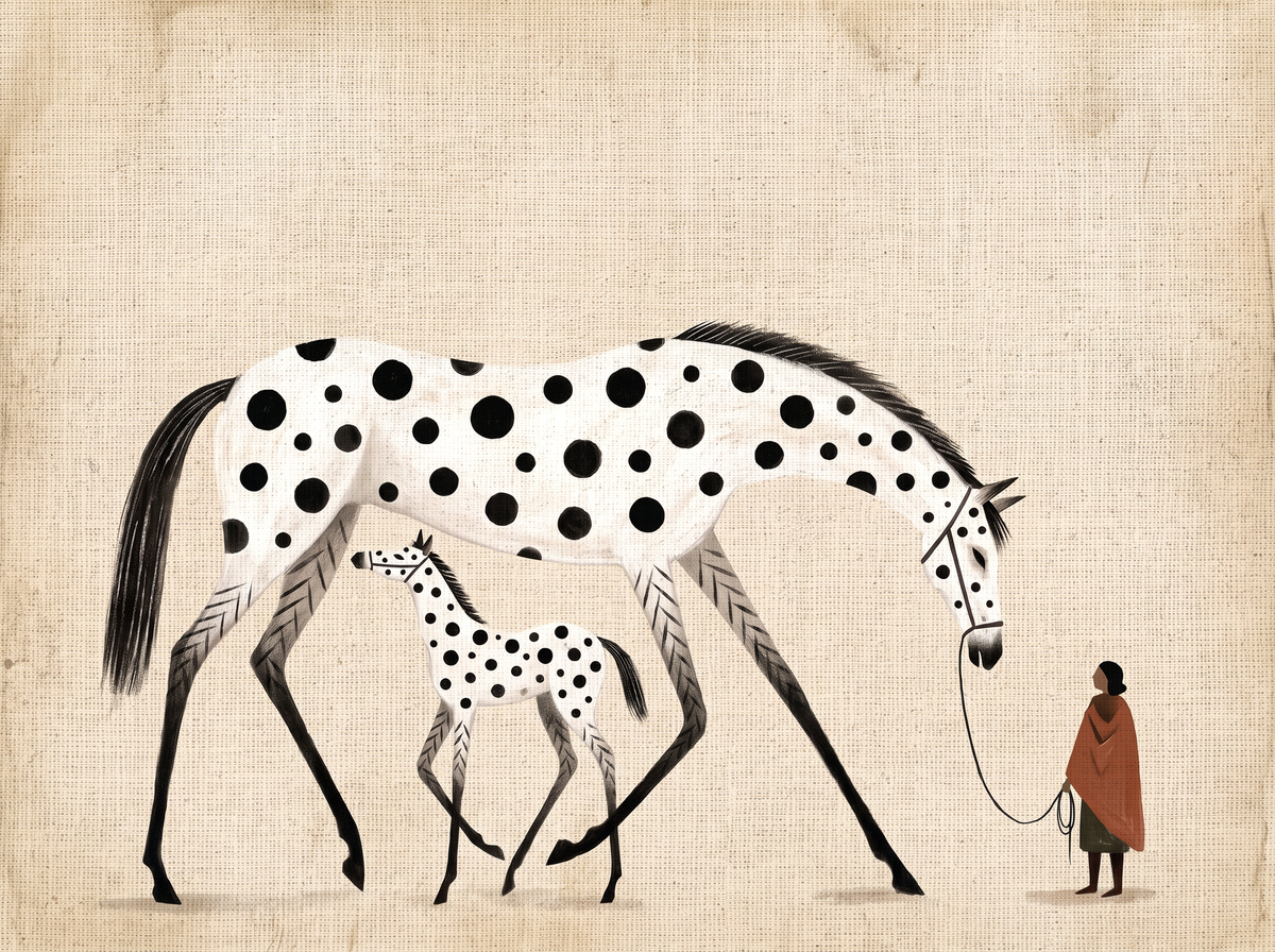 Canvas Print Spotted Horses Promenade | Contemporary Animal