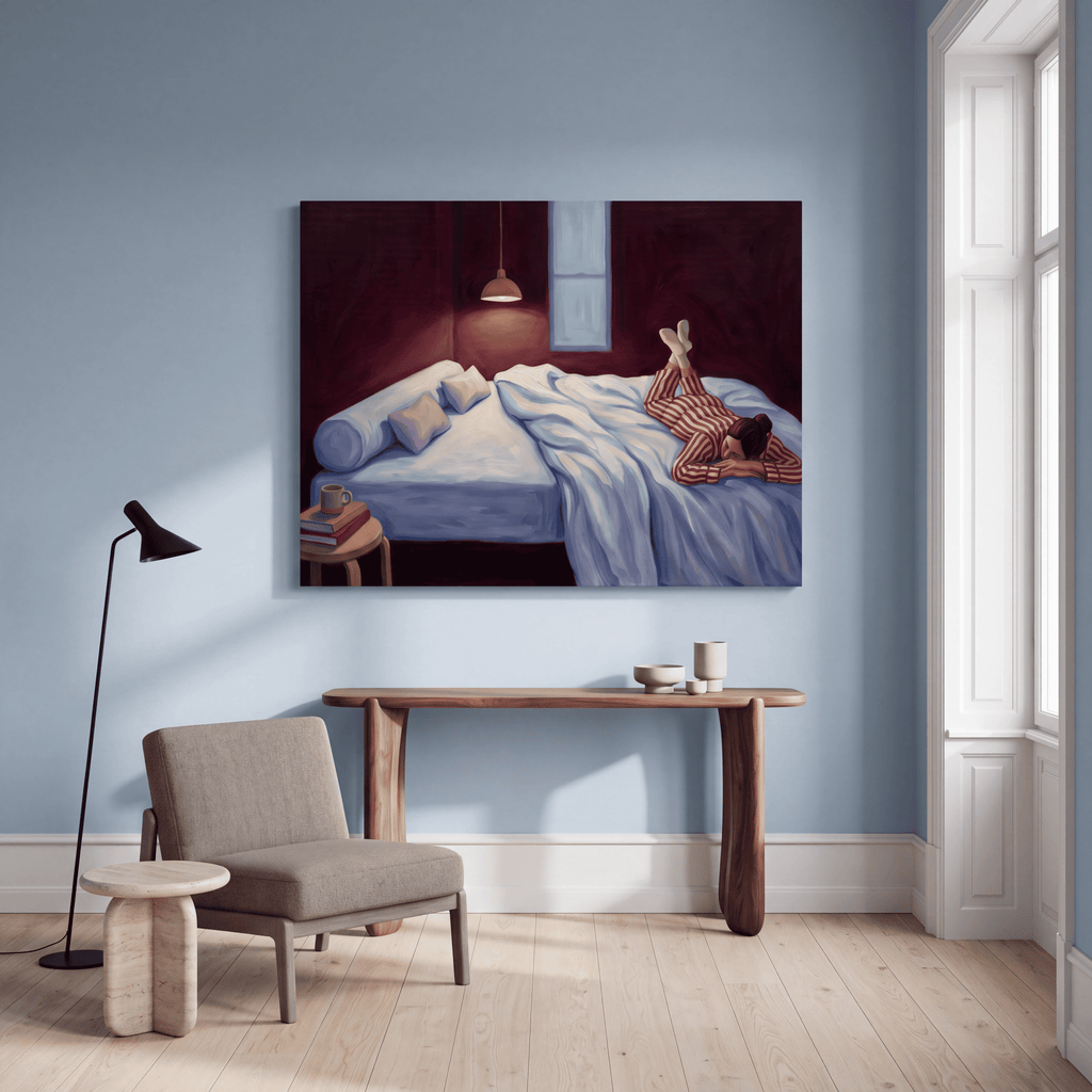 Canvas Print Laying in Bed | Contemporary Figurative Wall Art
