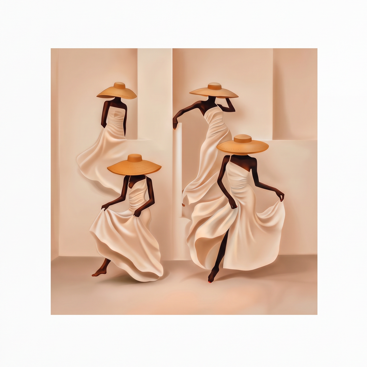 Canvas Print Gracious Black Women Pose | Contemporary Fashion Portrait Wall Art