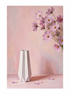 Canvas Print Floral Striped Vase | Contemporary Still Life Wall Art