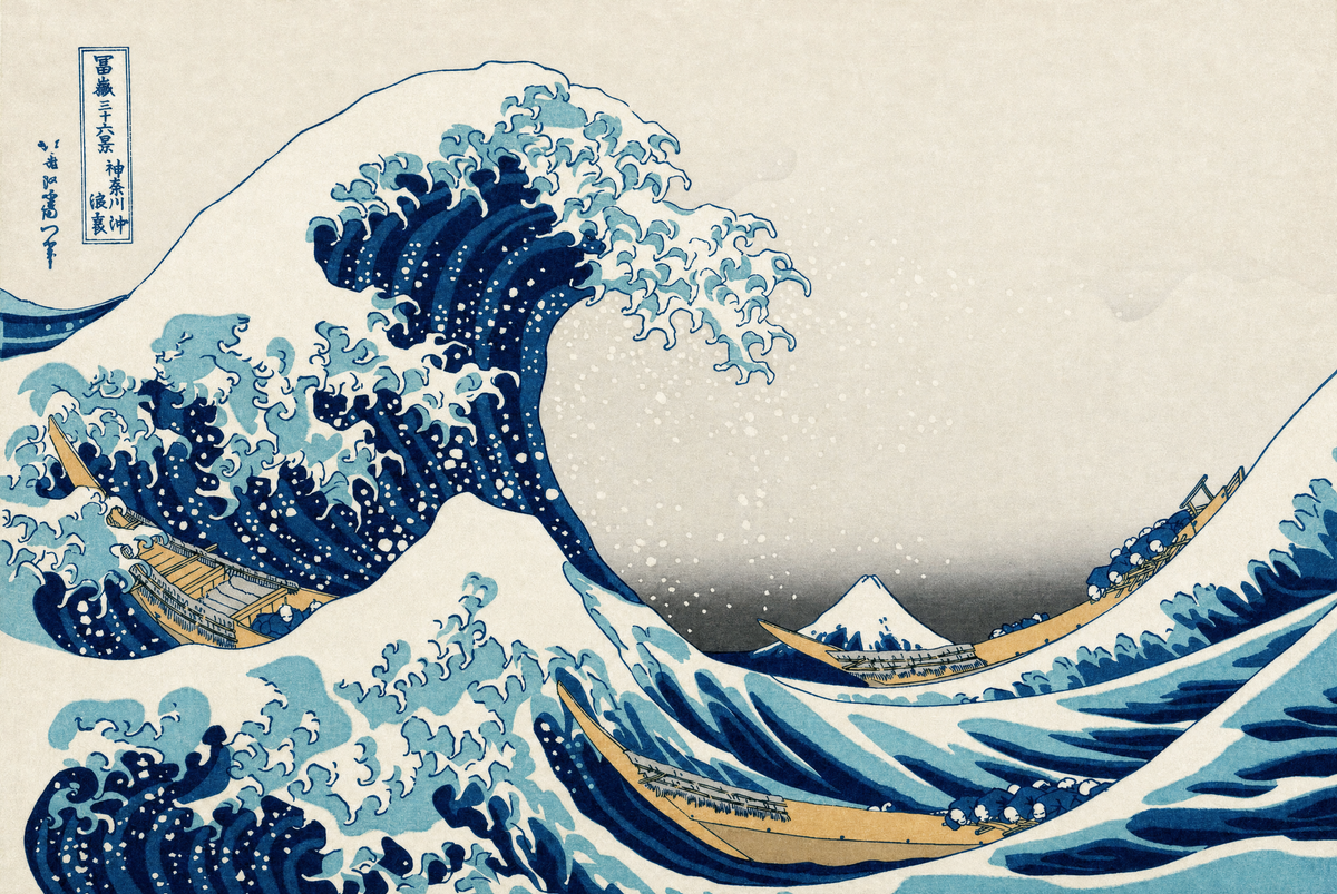 Den store bølge ud for Kanagawa – Katsushika Hokusai – Vintage japansk Ukiyo-e kunsttryk