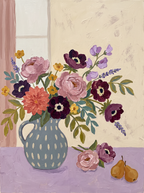 Canvas Print Floral Vase on Lavender | Botanical Still Life Wall Art