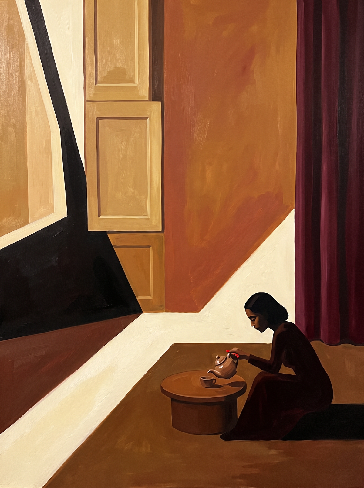 Set of 2 Canvas Prints – Tradition & Tea Drinking in the Light | Cultural and Contemporary Figurative Wall Art