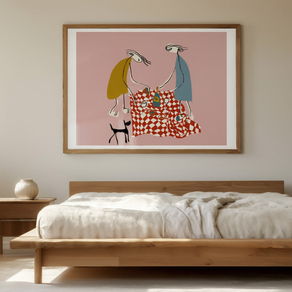 Picnic Scene – Illustrated Print of Leisure and Charm