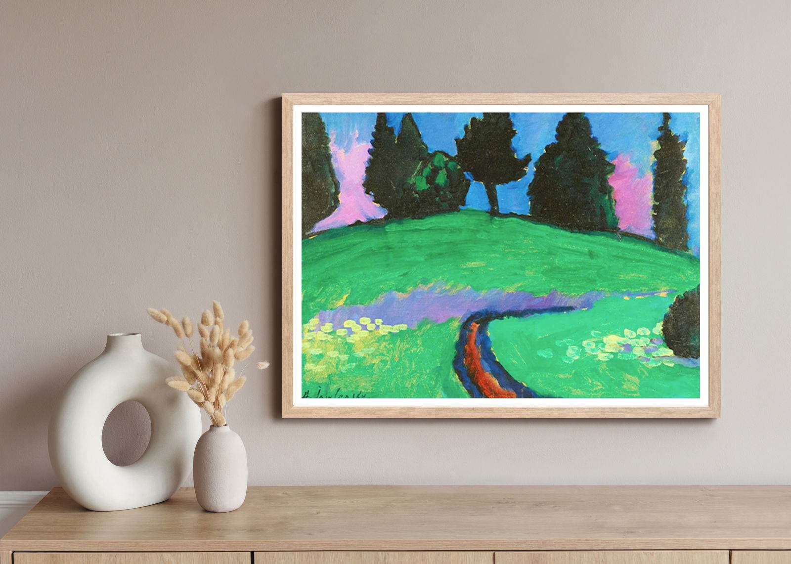 Alexej von Jawlensky - Dark Trees Over Green Slope - Hakyarts