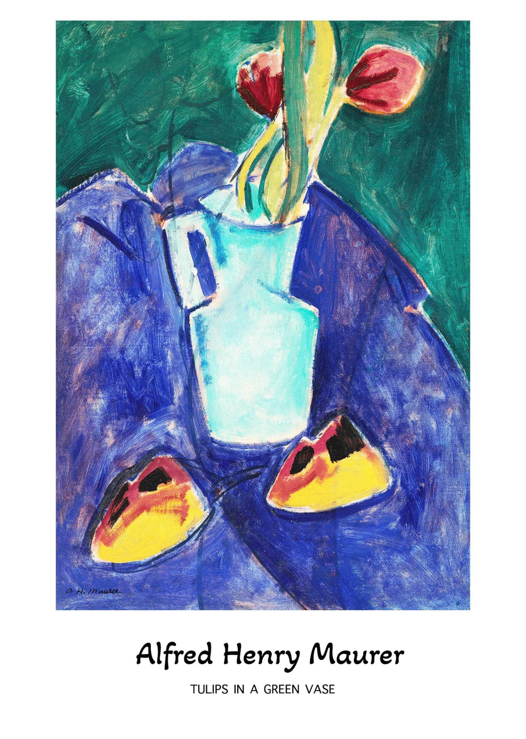 Alfred Henry Maurer - Tulips in a Green Vase Poster - Hakyarts