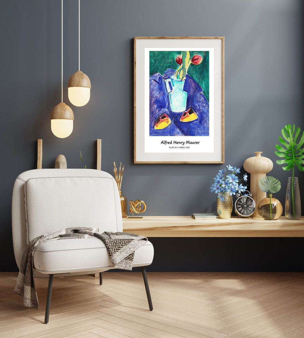 Alfred Henry Maurer - Tulips in a Green Vase Poster - Hakyarts