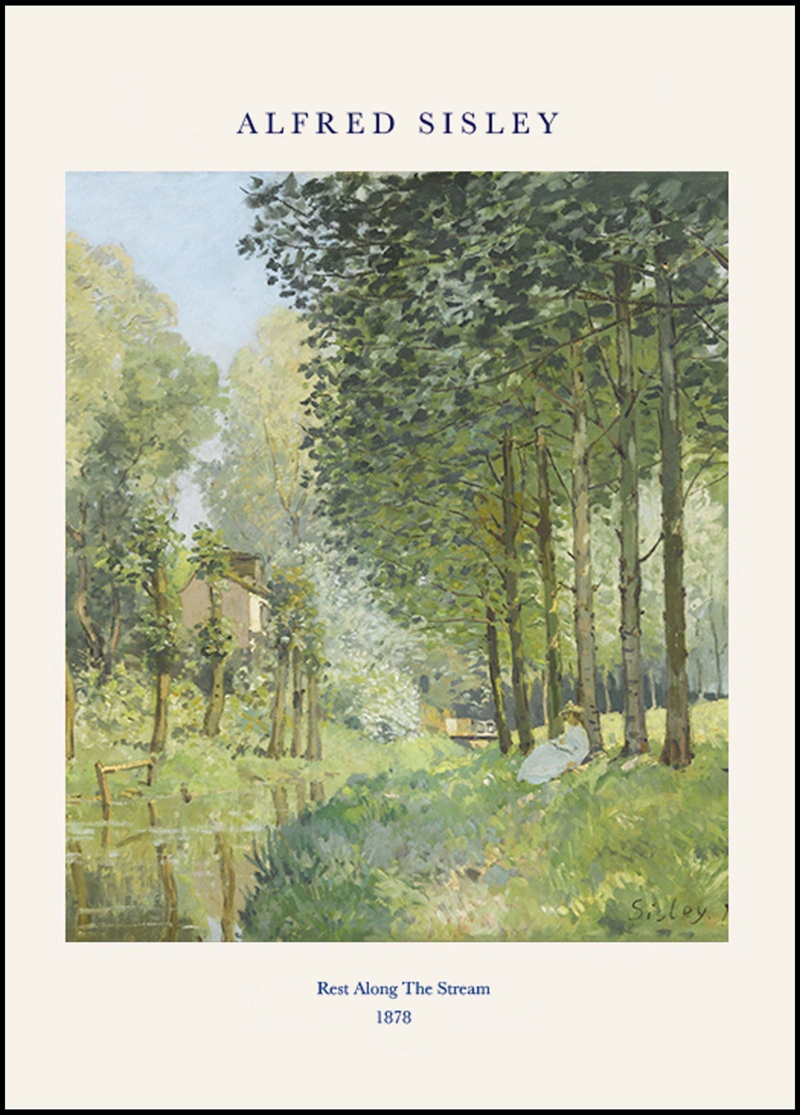 Alfred Sisley - Rest Along the Stream Poster