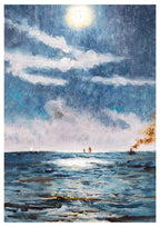 Alfred Stevens - A Calm Moonlit Marine Scene - Hakyarts