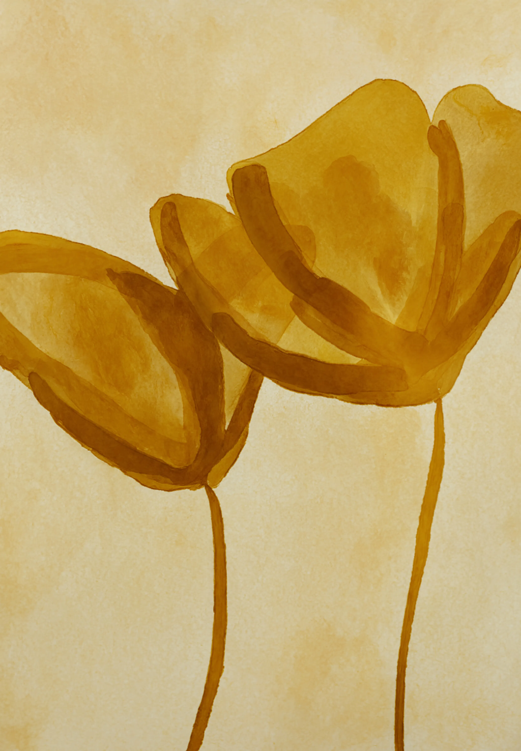 Amber Watercolor Florals | Contemporary Botanical Floral Wall Art