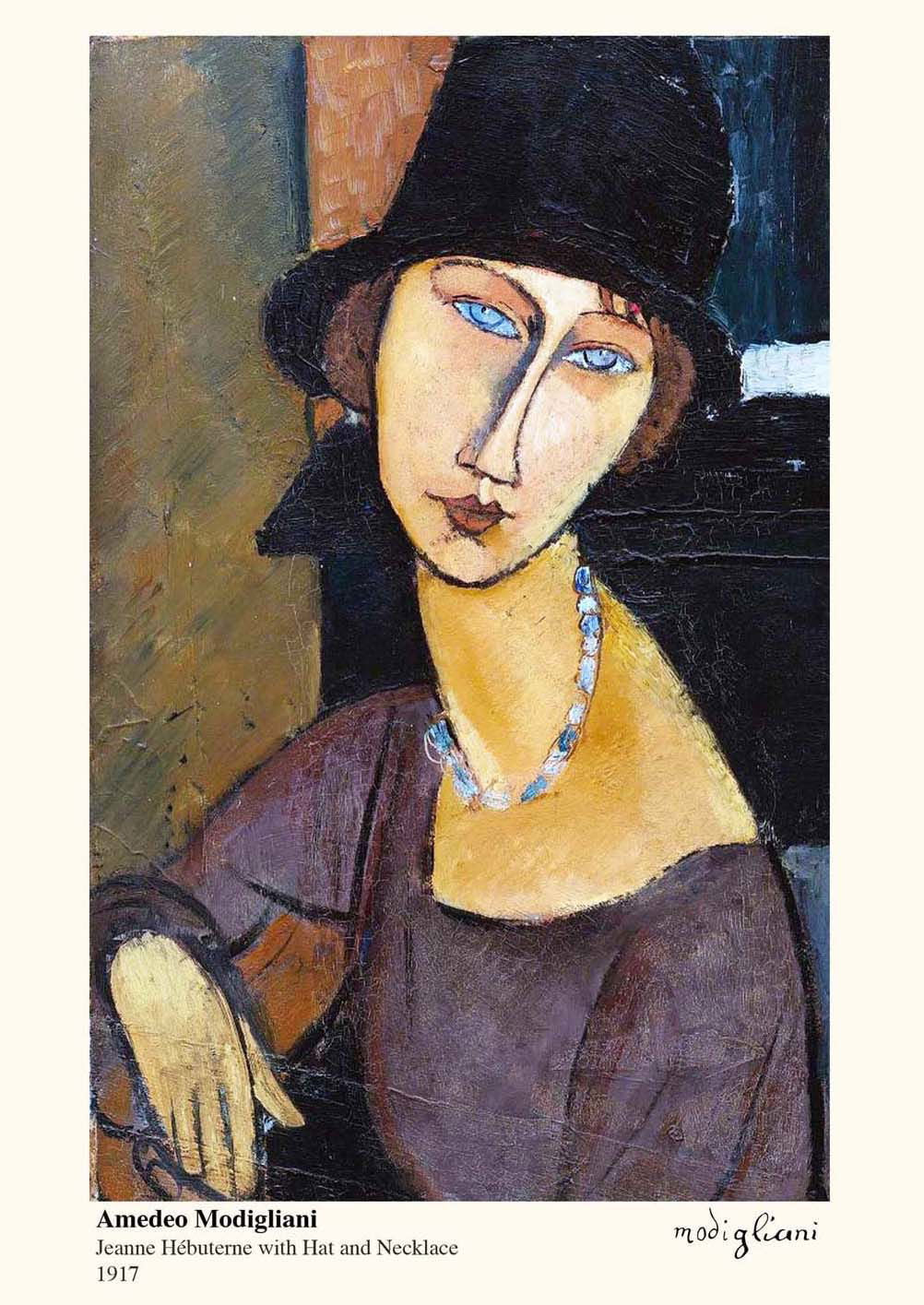 Amedeo Modigliani - Jeanne Hebuterne with Hat and Necklace Poster