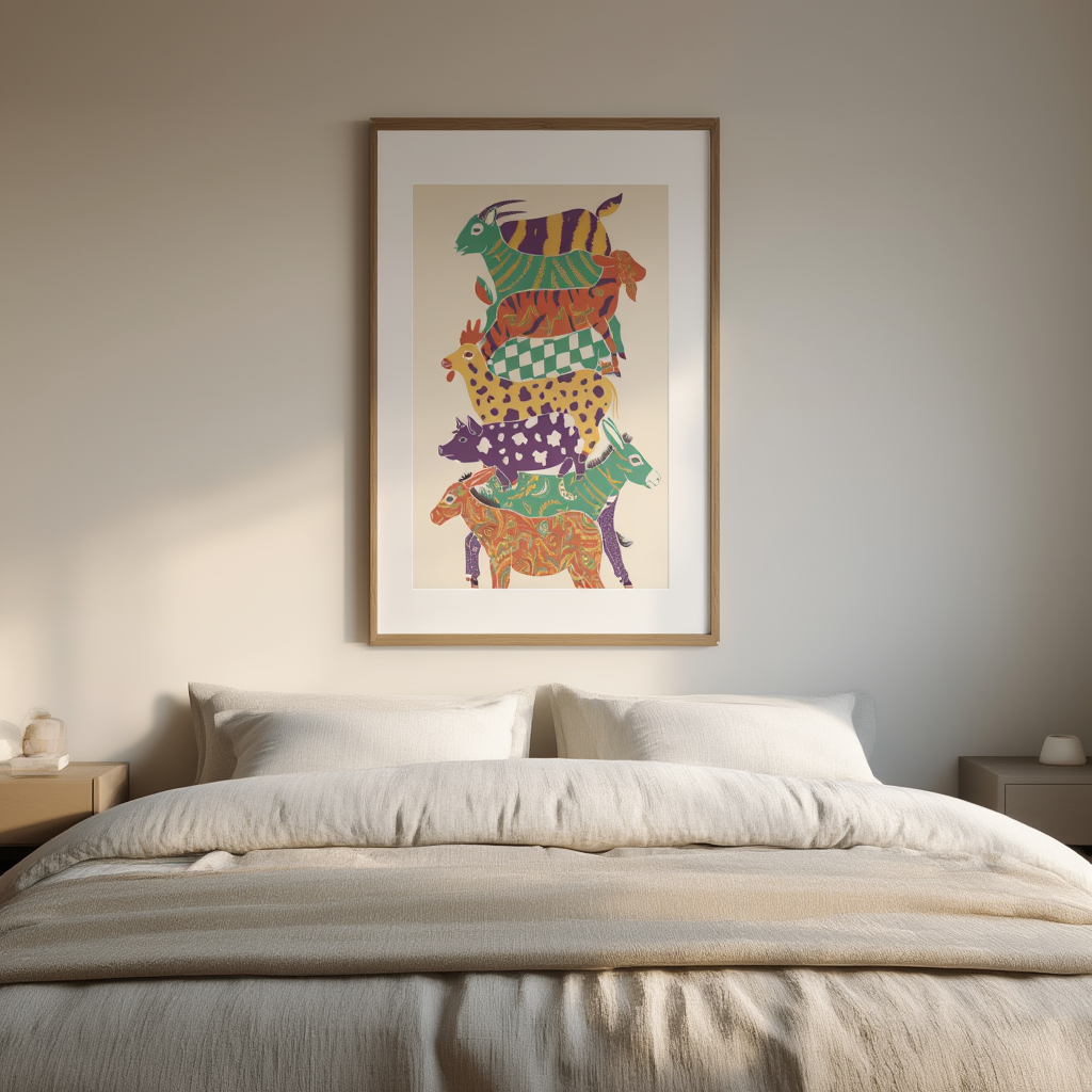 Colourful Animal Farms – Minimalist Wall Art Print