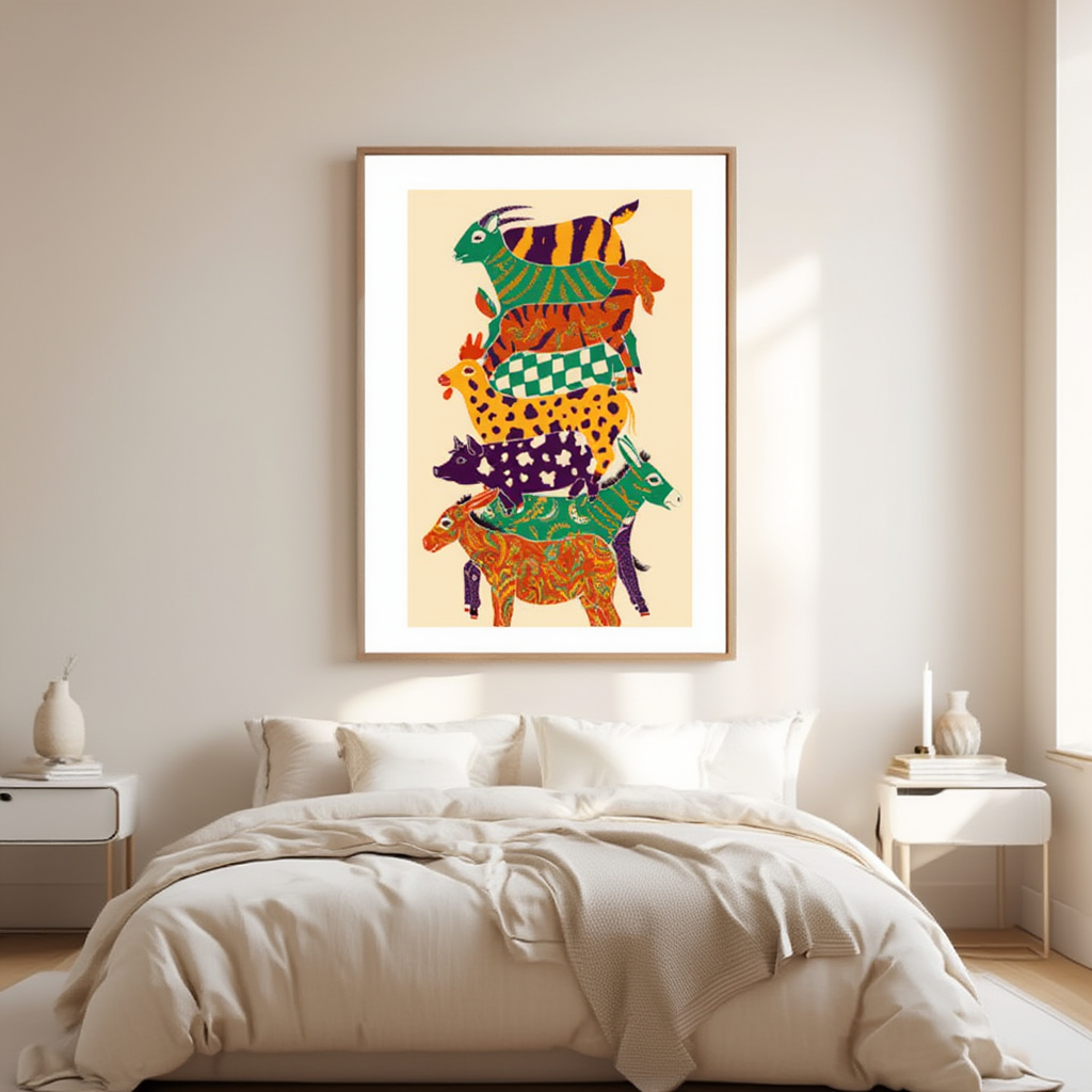 Colourful Animal Farms – Minimalist Wall Art Print