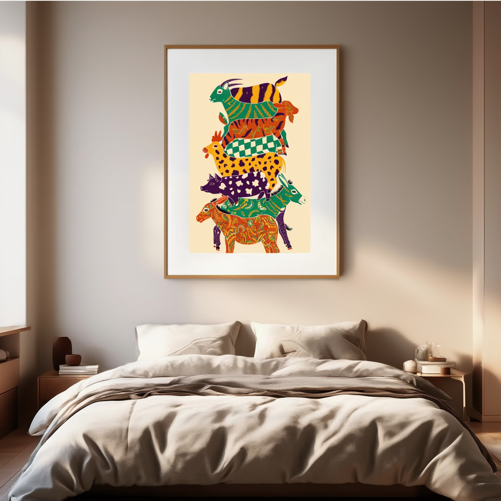 Colourful Animal Farms – Minimalist Wall Art Print