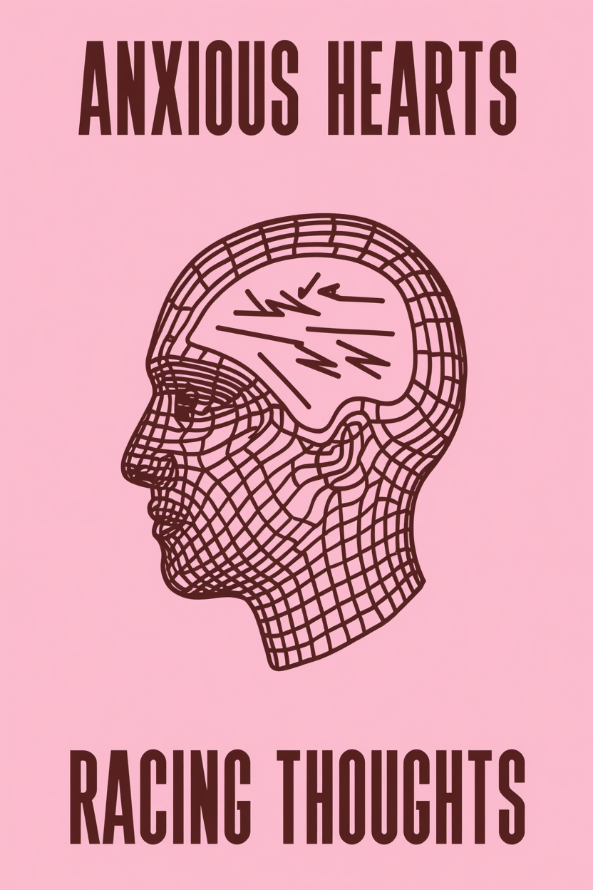 Anxious Hearts Poster – Emotional Expression Minimalist Wall Art