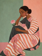 Apricot Rose Muse | Contemporary Floral Wall Art Print