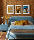 Set of 3 Earthy Folk Portrait II, Folk Bloom Panel & Vilhelm Lundstrøm – Arrangement with Orange, Jar and Yellow Jug | Contemporary Figurative, Botanical & Still Life Wall Art Prints