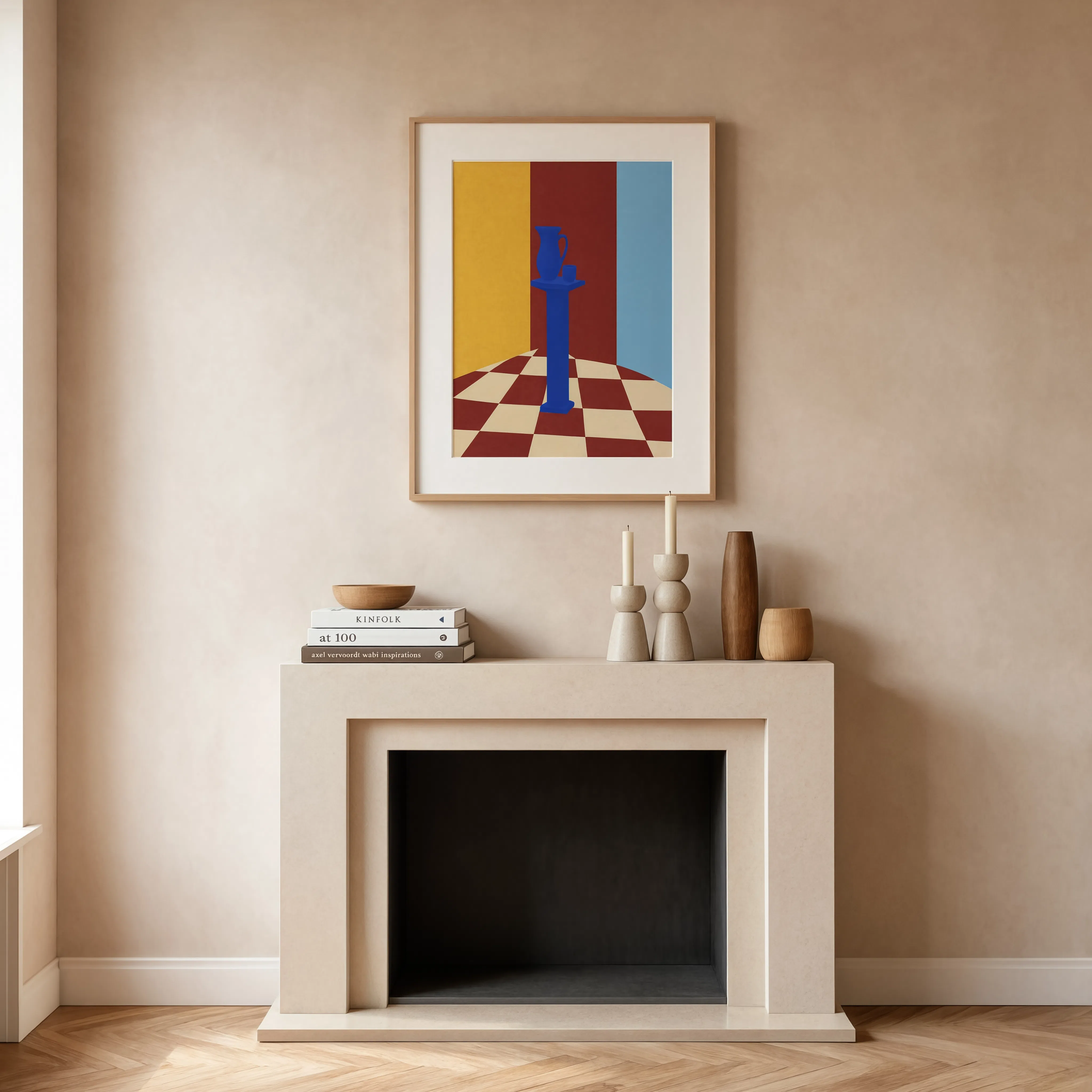 Blue Pedestal Pitcher | Contemporary Still Life Wall Art Print