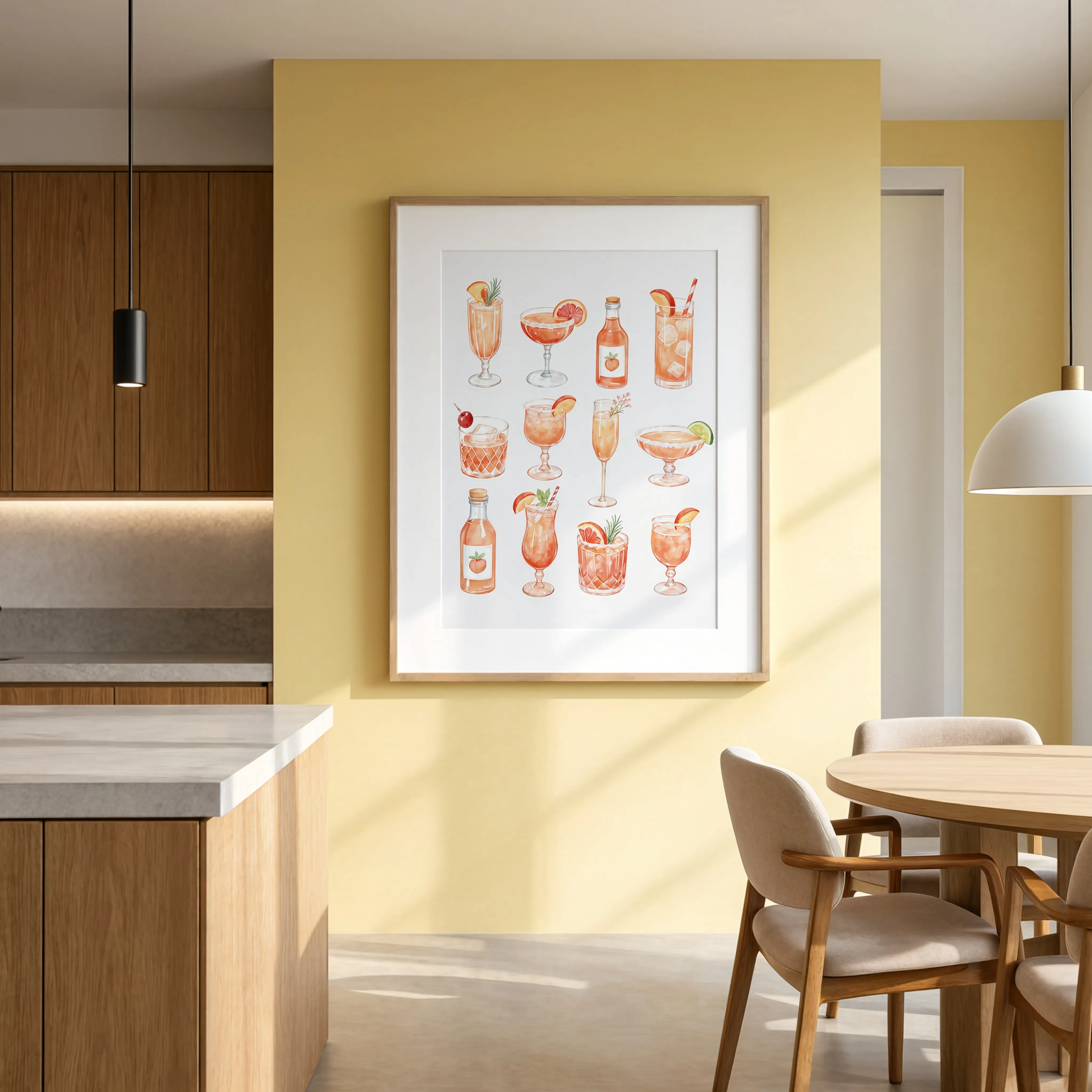 Peach Cocktail | Modern Kitchen Wall Art Print