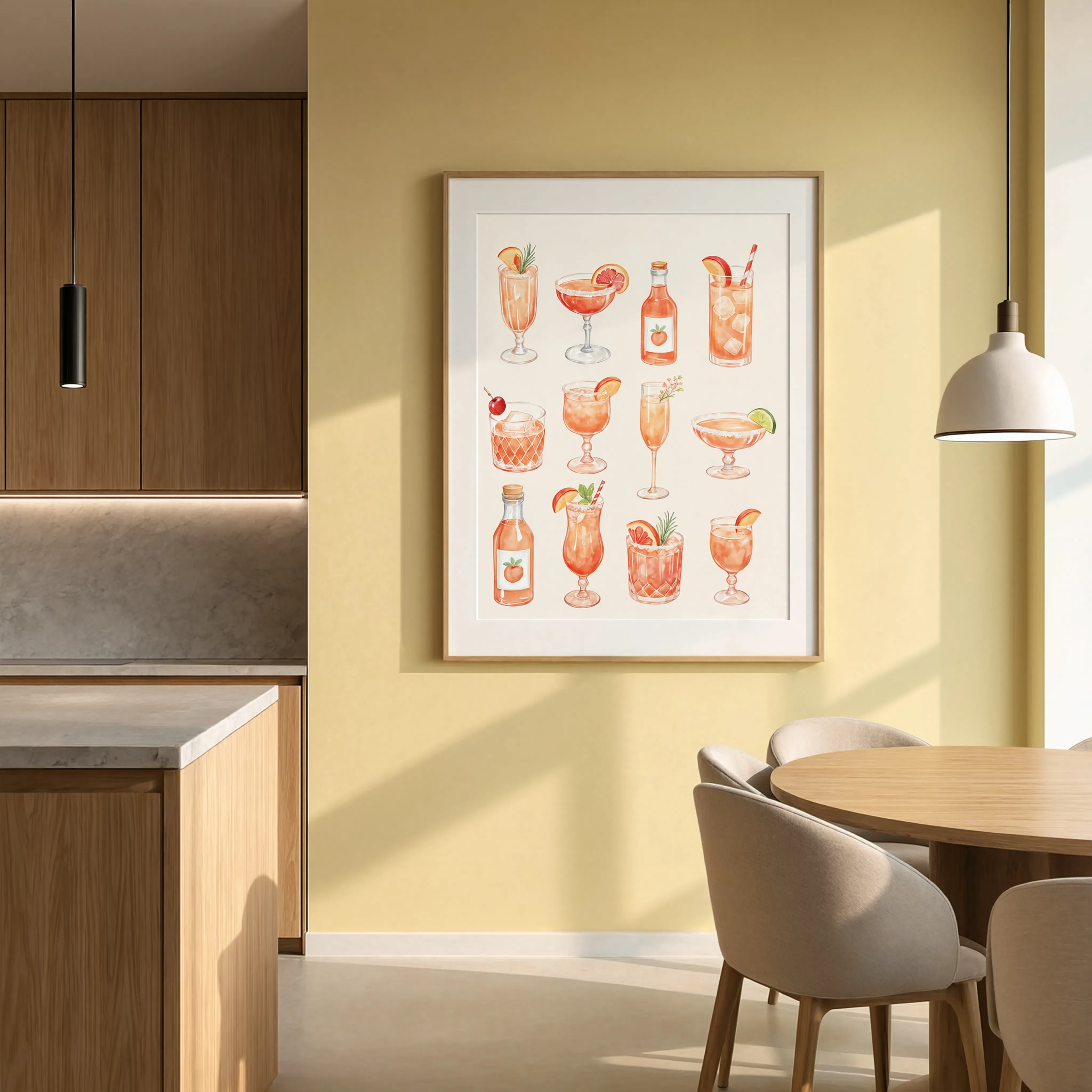 Peach Cocktail | Modern Kitchen Wall Art Print
