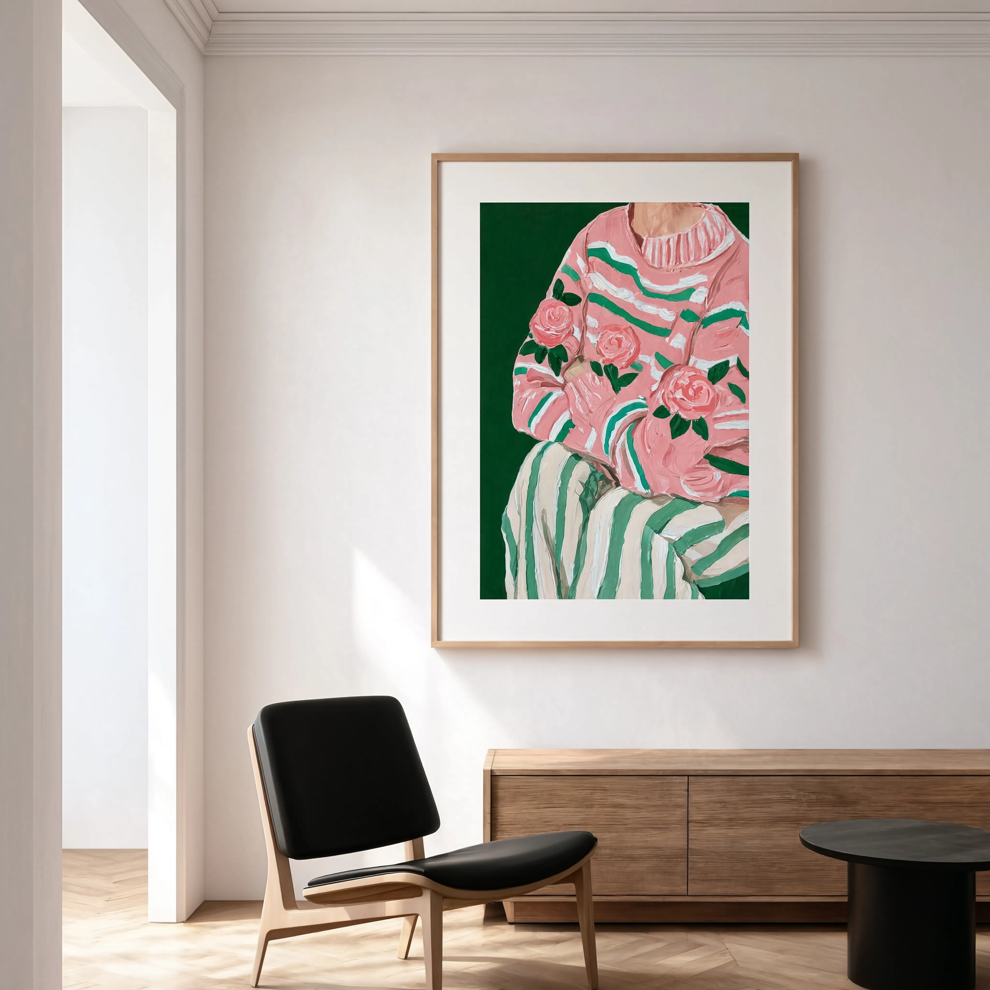 Floral Sweater Muse | Contemporary Figurative Wall Art Print