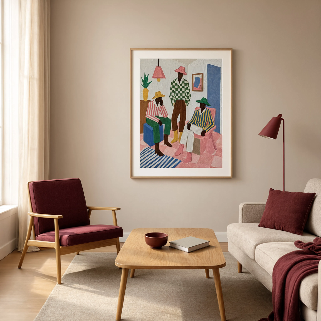 Checkerboard Figures | Contemporary Abstract Figurative Art Print