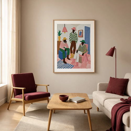Checkerboard Figures | Contemporary Abstract Figurative Art Print