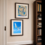 Set of 2 Wall Art Prints – Flying Swans Nature Scene & Franz Marc Expressionist Horses Collection