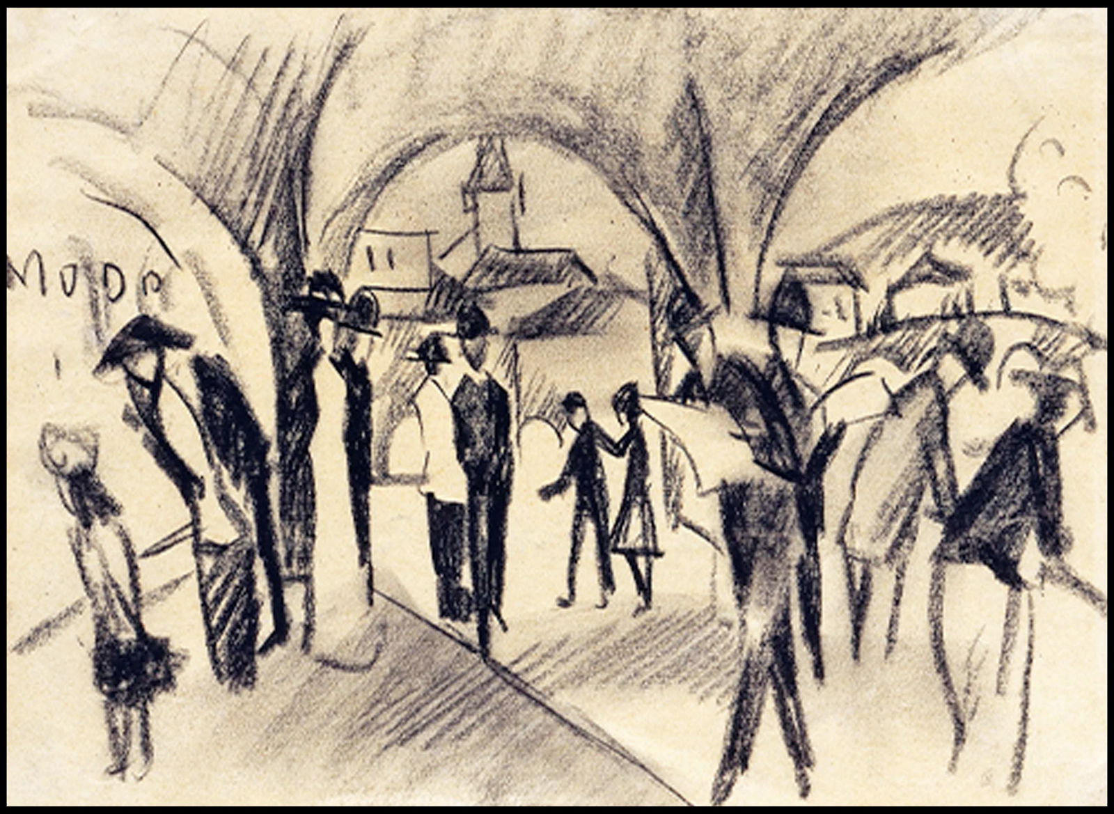 August Macke - Scene Under the Arcades in Thun