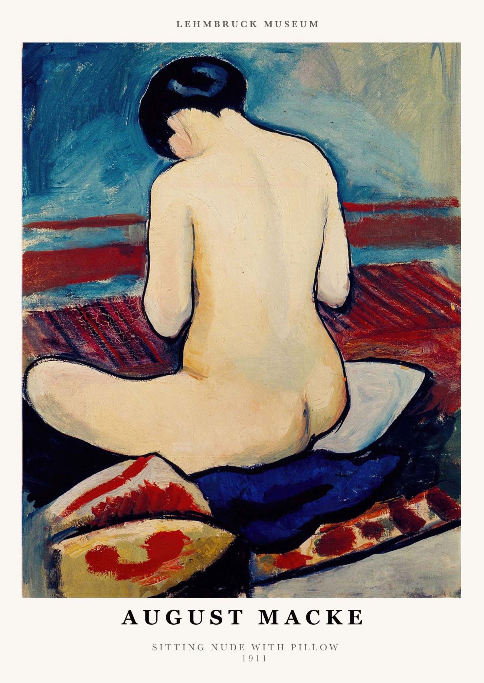 August Macke - Sitting Nude with Pillow Poster