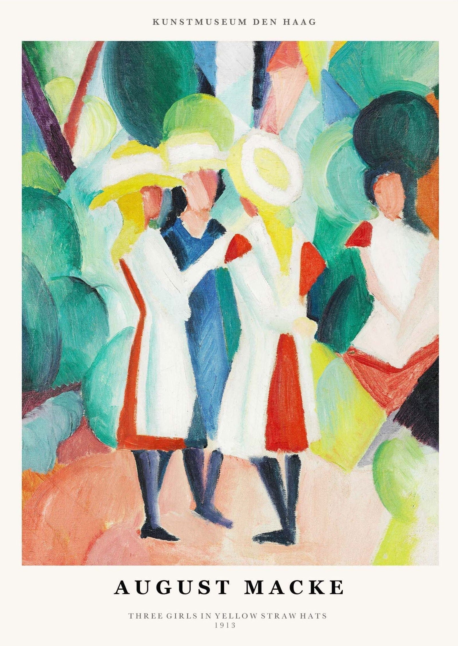 August Macke - Three Girls in Yellow Straw Hats Poster