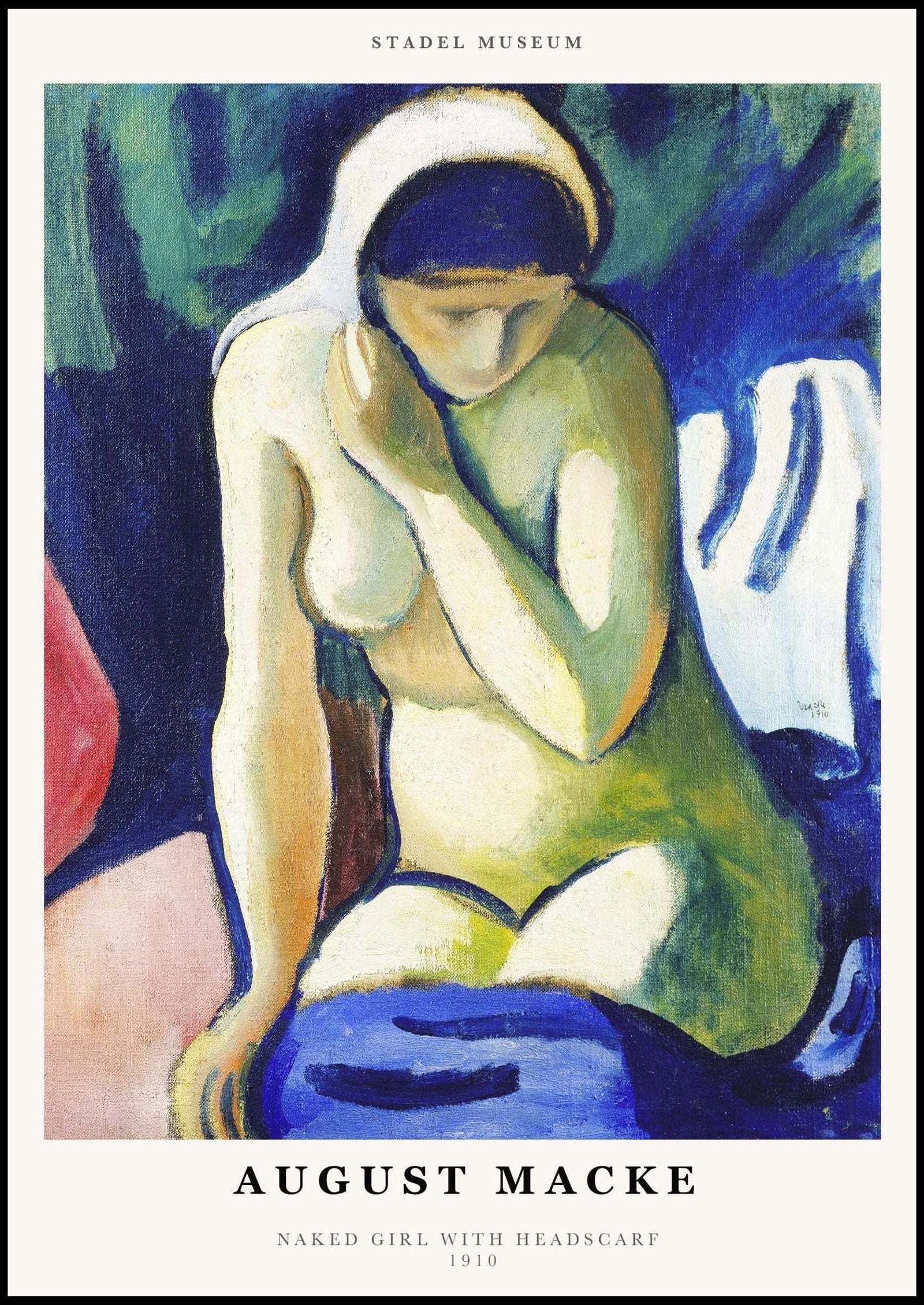 August Macke Poster - Naked Girl with Headscarf Poster