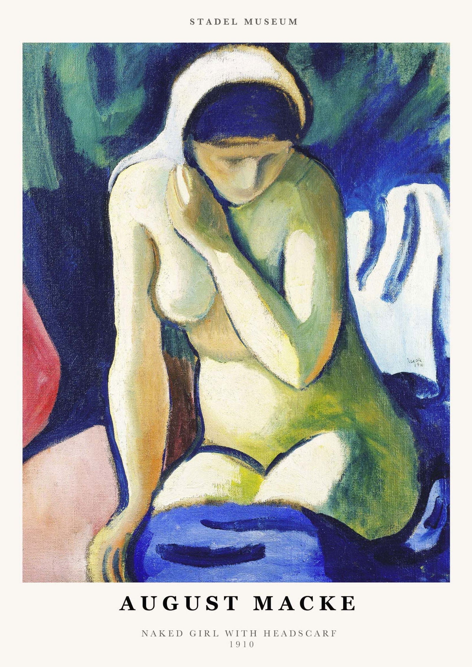 August Macke Poster - Naked Girl with Headscarf Poster
