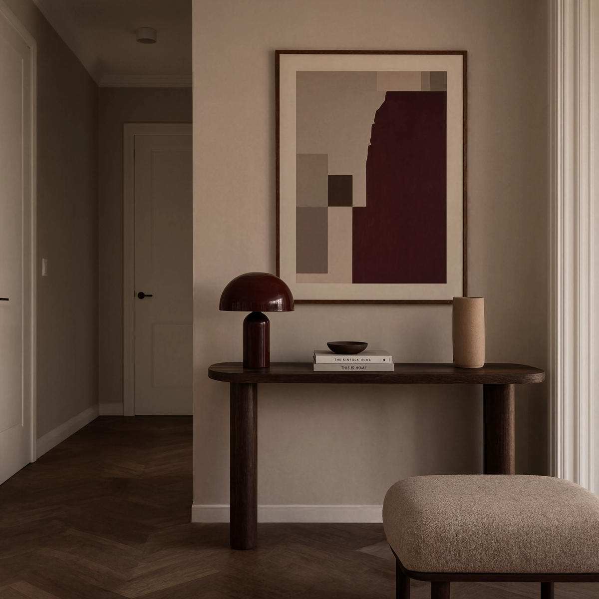 Burgundy Shapes Variation | Contemporary Abstract Wall Art Print