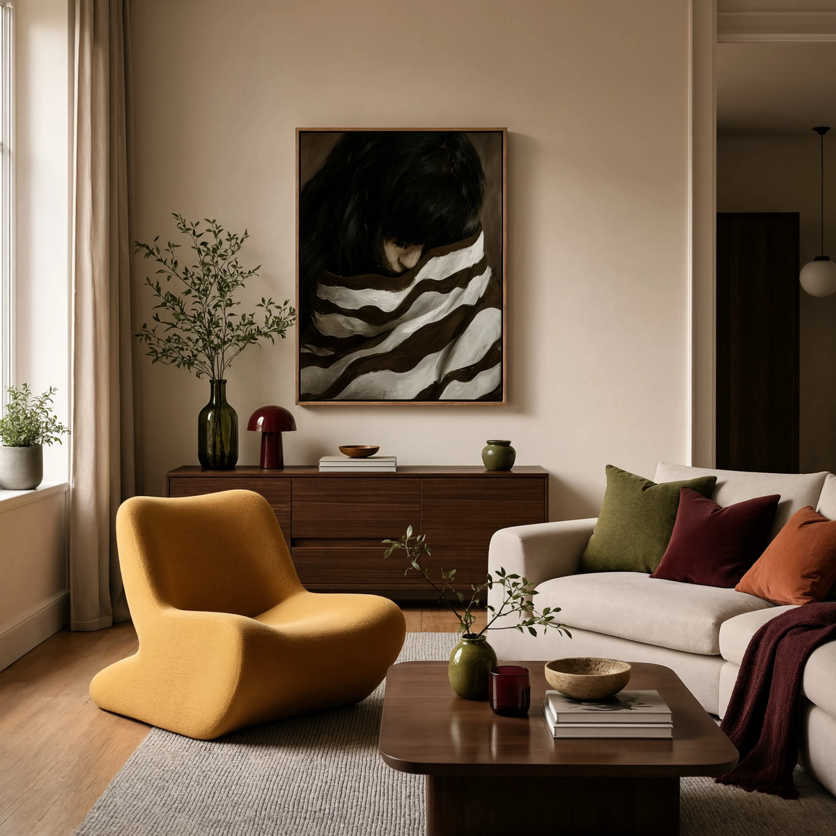 Concealed Figure & Draped Bands | Contemporary Figurative Wall Art Print