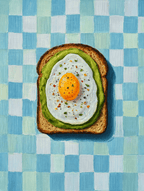 Set of 2 Horse and Rider & Avocado and Eggs on Toast Prints | Contemporary Equestrian & Kitchen Wall Art Set