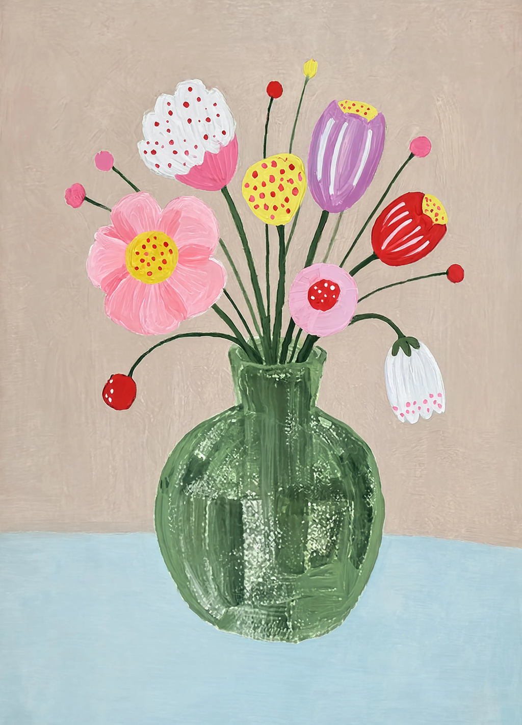 Baby Blue Table Floral | Contemporary Botanical Wall Art