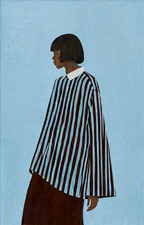 Set of 2 Figurative Striped Shirt Print + Blue Table Interior | Contemporary Figurative & Still Life Wall Art Prints