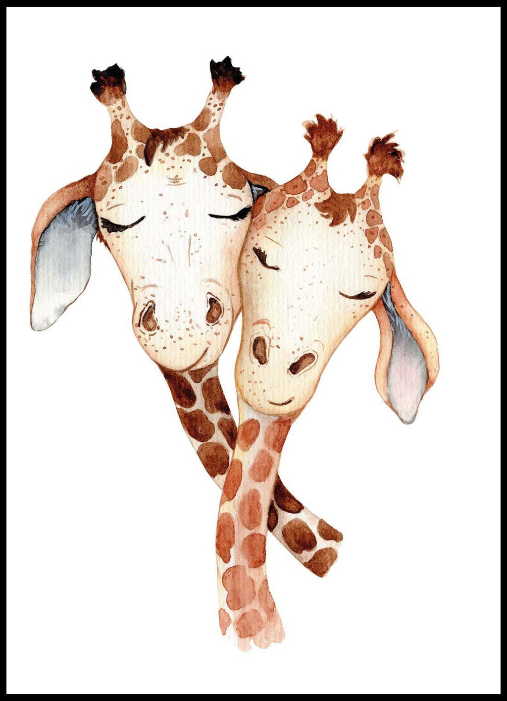 Baby Giraffe with Mother Poster