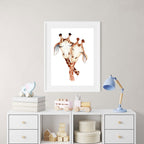 Baby Giraffe with Mother Poster