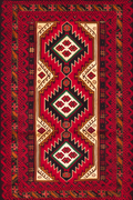 Red Baluchi Rug Variation | Orientalist Art Print Collection