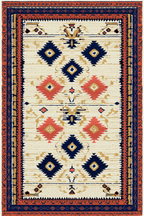 Set of 2 Wall Art Prints – Modernist Muse Portrait & Baluchi Rug Variation II Collection