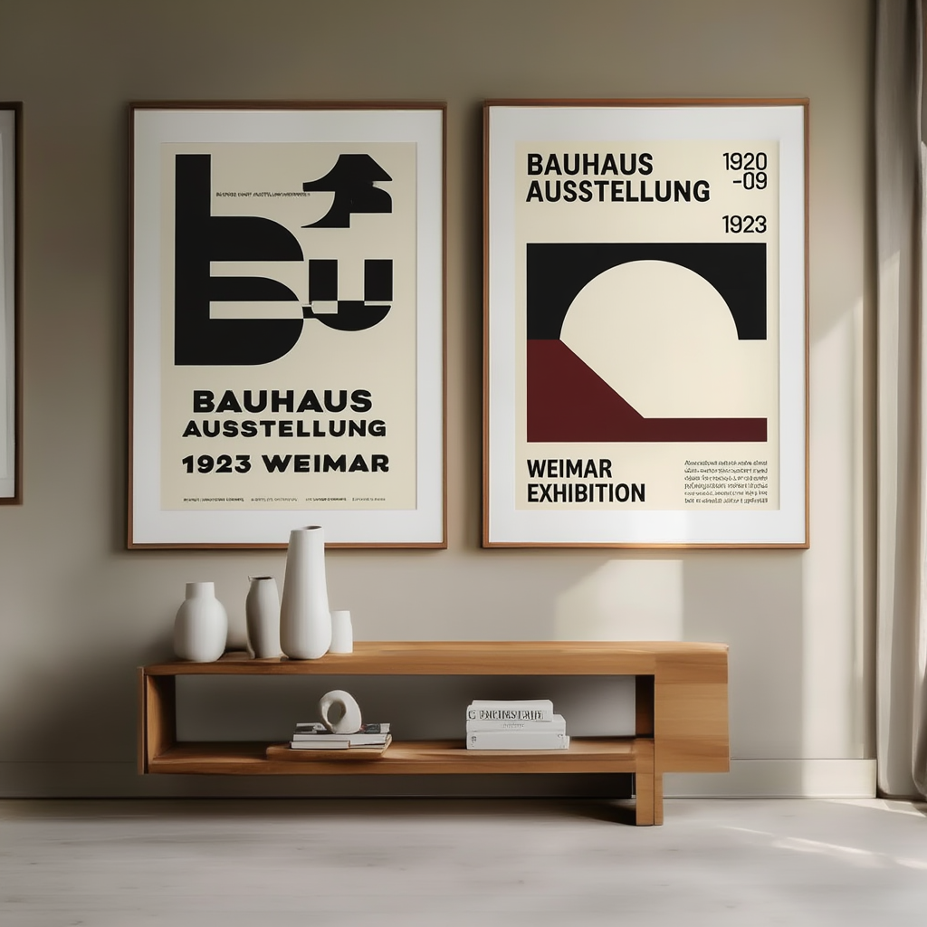 Set of 2 Bauhaus Ausstellung 1923 – Weimar Exhibition Poster Prints - Hakyarts