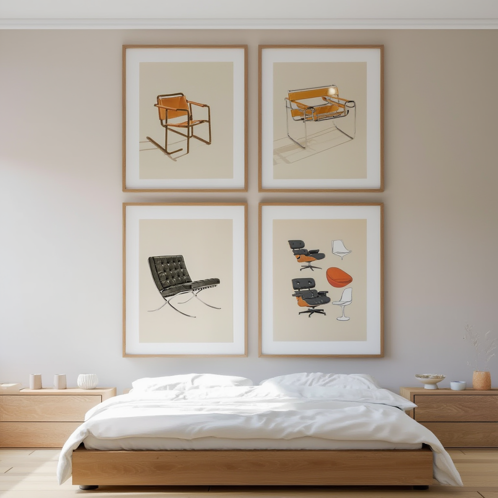 Set of 4 Bauhaus Chairs Prints – Modernist Furniture Wall Art - Hakyarts