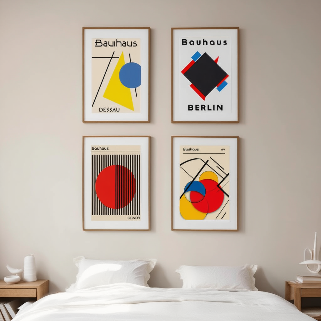 Set of 4 Bauhaus Modernist Art Prints – Geometric & Contemporary Wall Decor - Hakyarts