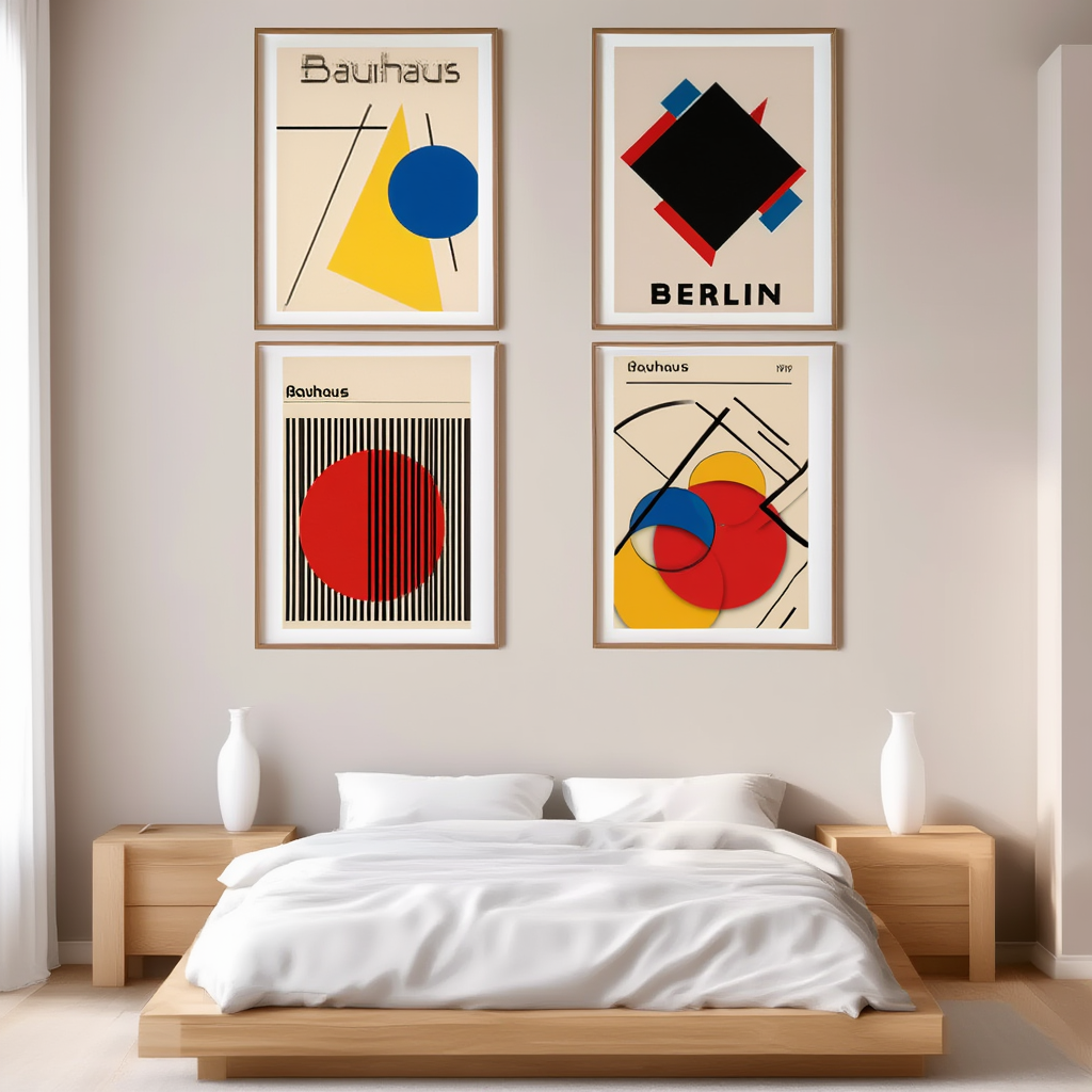 Set of 4 Bauhaus Modernist Art Prints – Geometric & Contemporary Wall Decor - Hakyarts