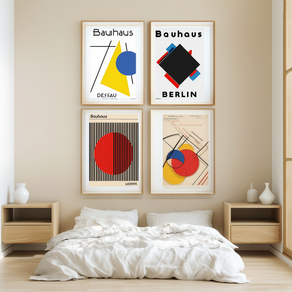 Set of 4 Bauhaus Modernist Art Prints – Geometric & Contemporary Wall Decor - Hakyarts