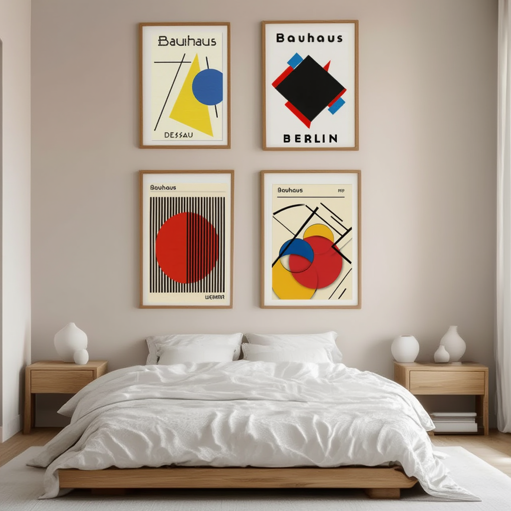 Set of 4 Bauhaus Modernist Art Prints – Geometric & Contemporary Wall Decor - Hakyarts