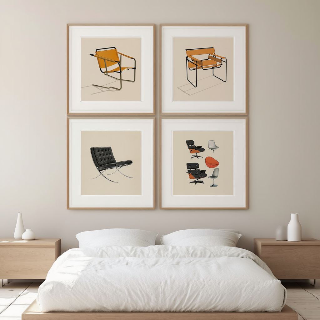 Set of 4 Bauhaus Chairs Prints – Modernist Furniture Wall Art - Hakyarts
