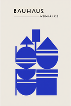 Set of 3 Blue Bauhaus Prints – Minimalist Geometric Wall Art